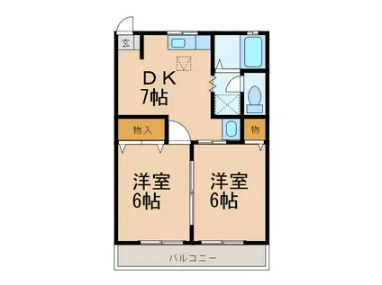 コーポ昴II(2DK/1階)の間取り写真
