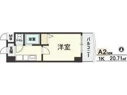 HOPECITY天神橋(1K/12階)の間取り写真