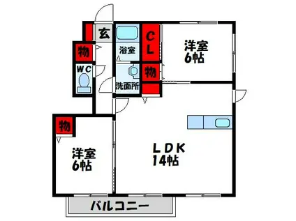 ソレイユベール(2LDK/1階)の間取り写真