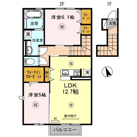 エタン・リジエール A棟(2LDK/2階)の間取り写真