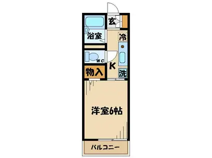 キャッスル(1K/2階)の間取り写真