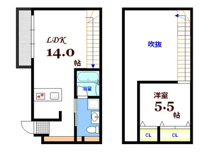 STEP(1LDK/5階)の間取り写真