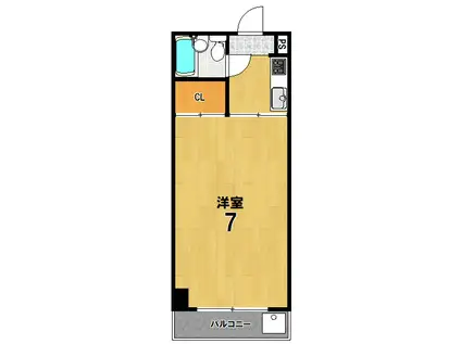 フレーズII(1K/3階)の間取り写真