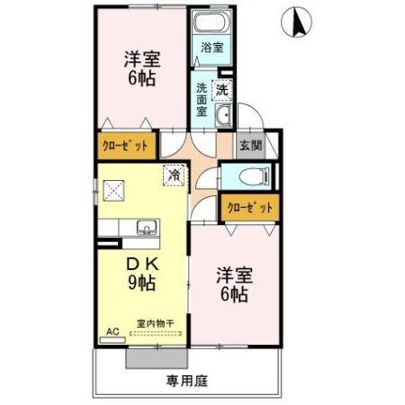 アクシス南島田A(2DK/1階)の間取り写真
