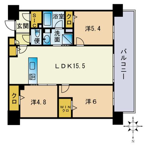 照葉オーシャンステージ イースト棟(3LDK/10階)の間取り写真