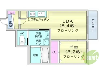 さくらブルーム(1LDK/1階)の間取り写真