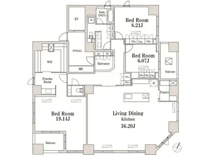 LASANT一番町(3LDK/13階)の間取り写真