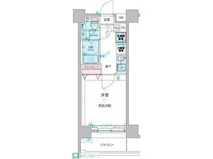GENOVIA西川口IV(1K/1階)の間取り写真