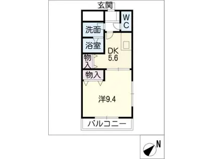 グローリアス高松(1DK/1階)の間取り写真