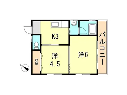 パンション飛松(2K/4階)の間取り写真