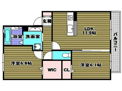 アヴァンセ和泉中央(2LDK/2階)の間取り写真