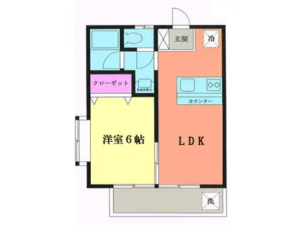 コーポジュリアン(1LDK/2階)の間取り写真