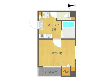 はなぶさマンション第2(1K/3階)の間取り写真