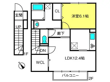 アンテ クラージュ(1LDK/2階)の間取り写真