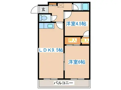 第1粕谷マンション(2LDK/1階)の間取り写真