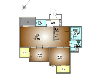 REGALESTルミナス黄金(2LDK/2階)の間取り写真