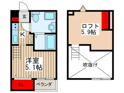 CAMINOALTA東大宮(1K/1階)の間取り写真