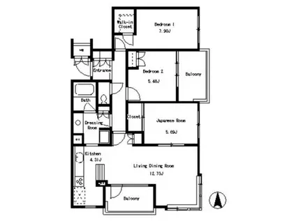 セントラル・ヒル鶴見E棟(3LDK/3階)の間取り写真