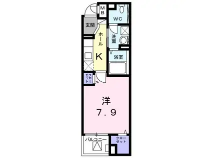 ゴールデン ソレイル(1K/1階)の間取り写真