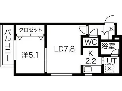 サニーウィンド(1LDK/2階)の間取り写真