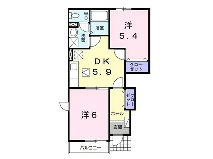 アヴニールVIII(2DK/1階)の間取り写真