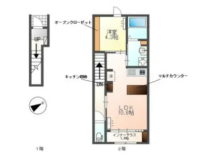 サンフェリーチェS(1LDK/2階)の間取り写真