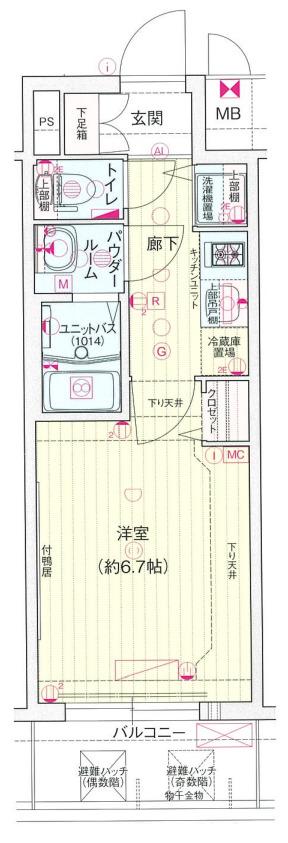 プレサンス立売堀パークシティ(1K/6階)の間取り写真