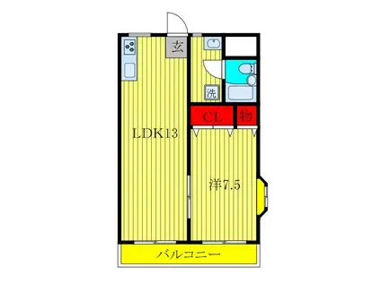 アシストパレス(1LDK/4階)の間取り写真