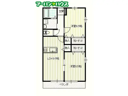 エアフォルクII(2LDK/2階)の間取り写真