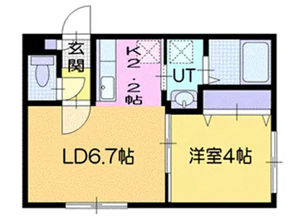 アーバン新札幌駅前(1LDK/2階)の間取り写真