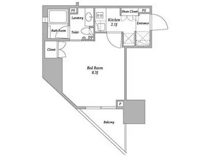 パークアビタシオン麻布十番(1K/3階)の間取り写真