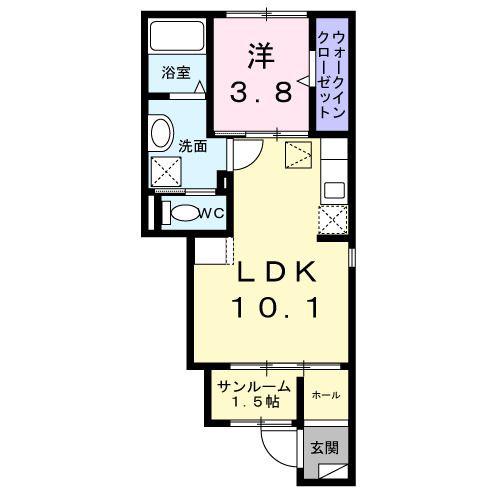 FOUR(1LDK/1階)の間取り写真