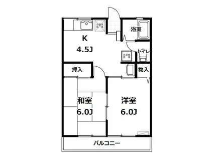 リベラ1(2K/2階)の間取り写真