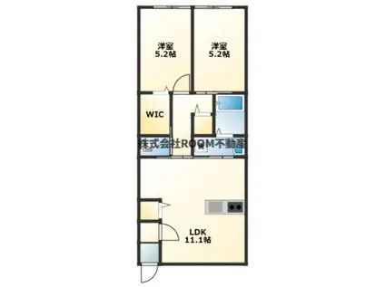 CASTELLO D棟(2LDK/2階)の間取り写真