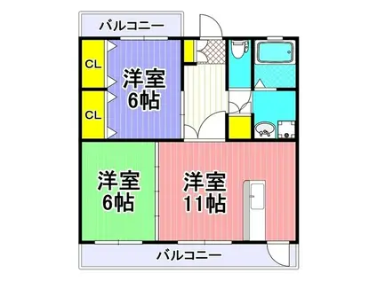 ライフパークA棟(2LDK/2階)の間取り写真