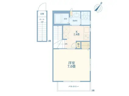 ミ・カーサK-1(1K/2階)の間取り写真
