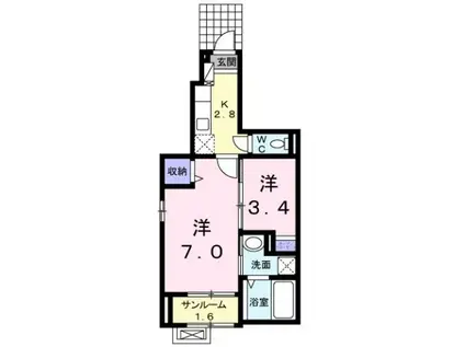 レ・セーナII(2K/1階)の間取り写真