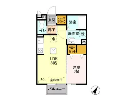 モアクレストF Ⅲ(1LDK/2階)の間取り写真