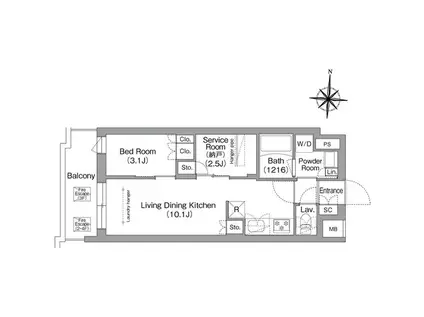 コンフォリア・リヴ南品川(1SLDK/2階)の間取り写真