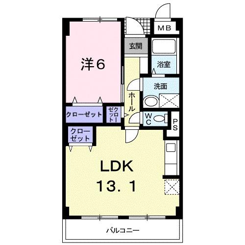 ニューマリッチ東深津(1LDK/3階)の間取り写真