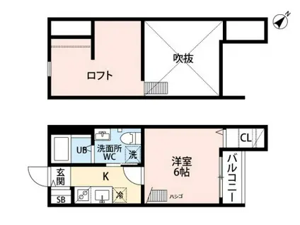 ティアラドアスカ(1K/1階)の間取り写真