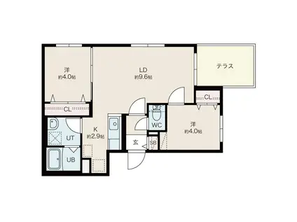 ファランドール新札幌I(2LDK/1階)の間取り写真