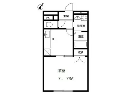 アムール琴II(1K/2階)の間取り写真
