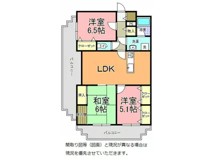 アークヒルズ元吉田(3LDK/2階)の間取り写真