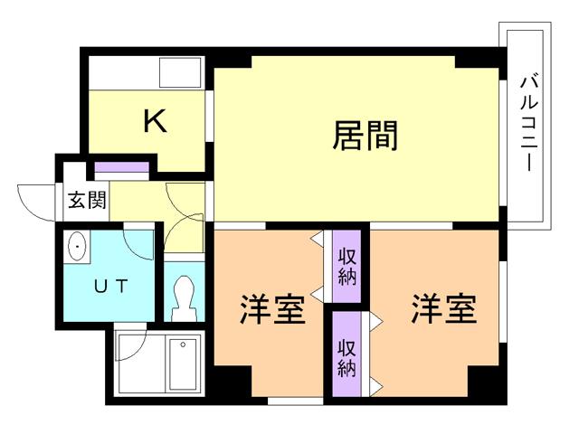 サンヴェール中央(2LDK/6階)の間取り写真