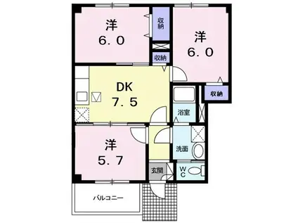 パレス エレガント(3DK/1階)の間取り写真