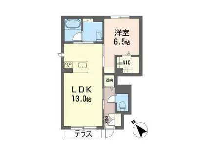 エクラージュ多治米(1LDK/1階)の間取り写真