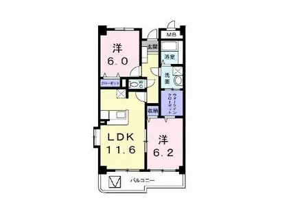 スカイピュア16(2LDK/1階)の間取り写真