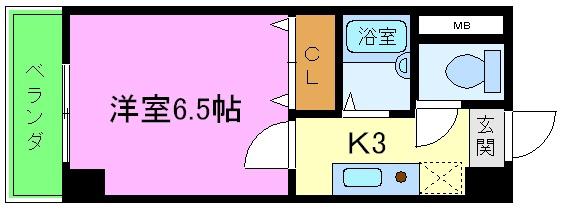 GREENPARKII(1K/3階)の間取り写真