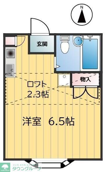 京王相模原線 南大沢駅 徒歩15分 2階建 築35年(ワンルーム/1階)の間取り写真